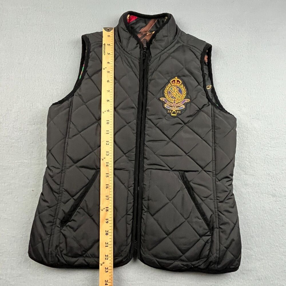 Ralph Lauren Reversible Quilted Vest Equestrian Crest Emblem Women's Small - Picture 6 of 9